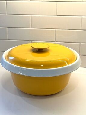 Vintage 1971 Housemates Japanese Enamelware Yellow Pot casserole with Lid